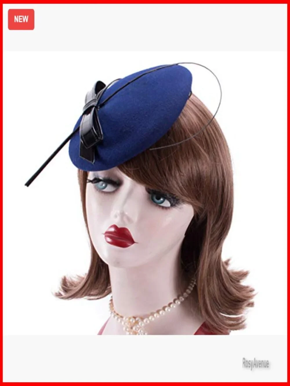 Wool Felt Fascinator Hat with Feather Bow for Cocktail Parties